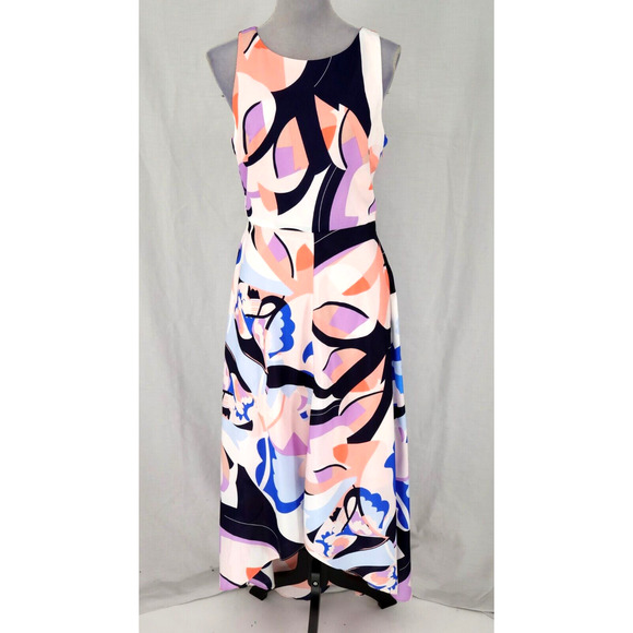 Nicole Miller Dresses & Skirts - Nicole Miller Dress Womens 10 Blue Pink Open Back Sleeveless Side Zip Hi Lo Maxi